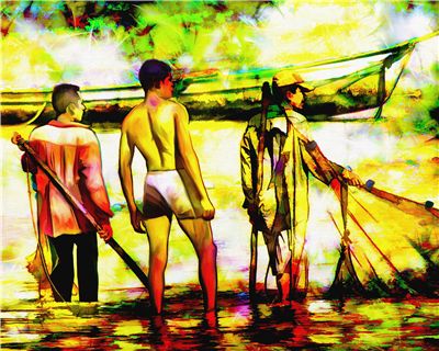 Picture Of Fishermen And Fishing Boat